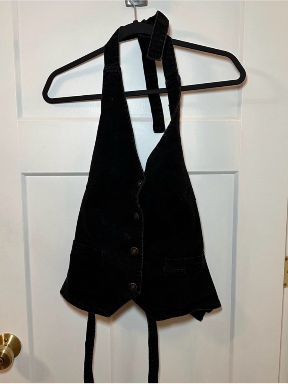 Medium Black Denim Halter Vest